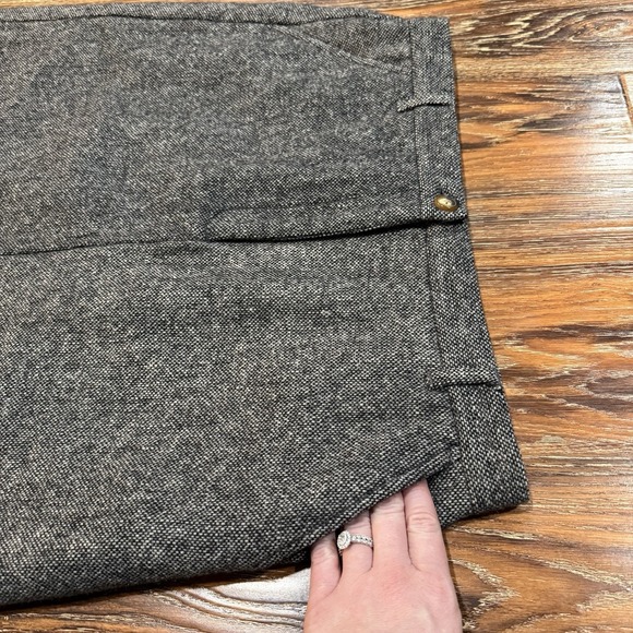 Orvis Midi Skirt Women's Size 14 Gray USA 100% Wool Stretch Waist Pockets Tweed - Picture 6 of 6